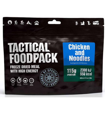 Paquete de comida táctica de fideos de pollo liofilizados